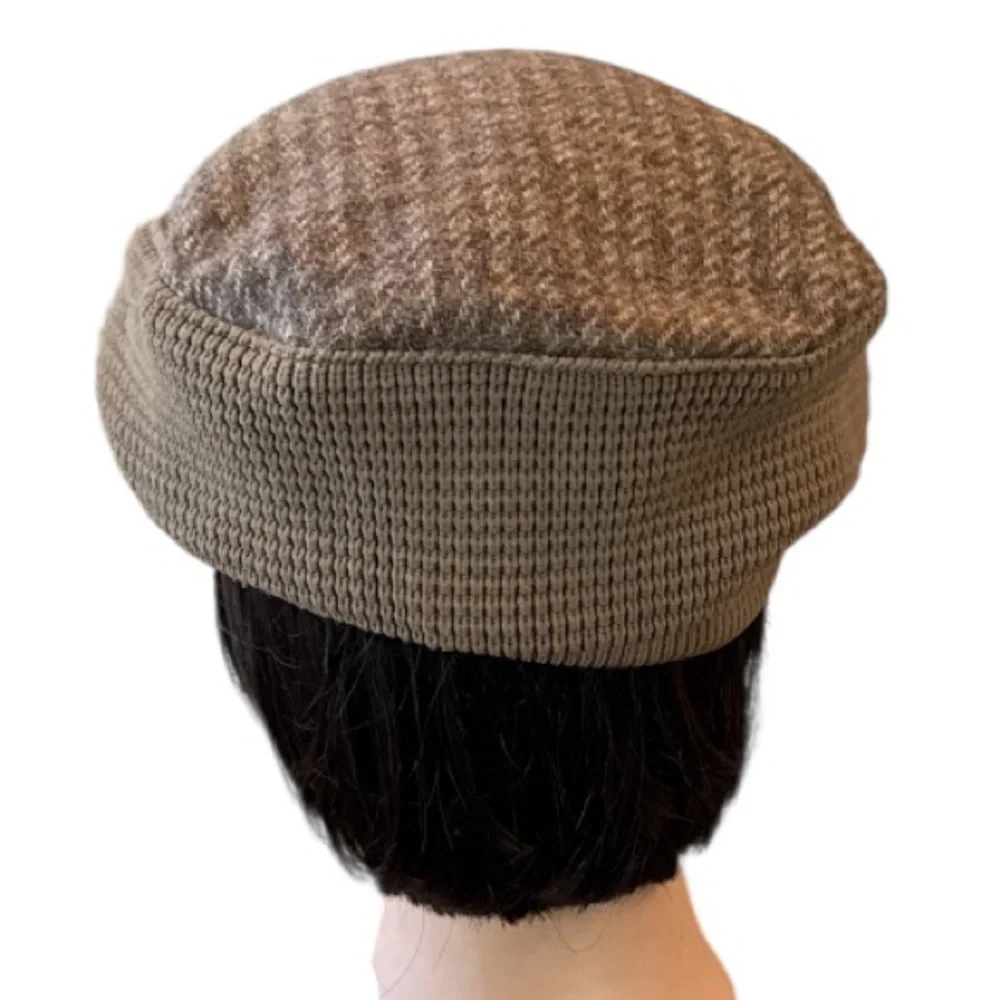 Vintage The Edinburgh Woolen Mill Pure Wool Brown Houdstooth Newsboy Cap Size OS